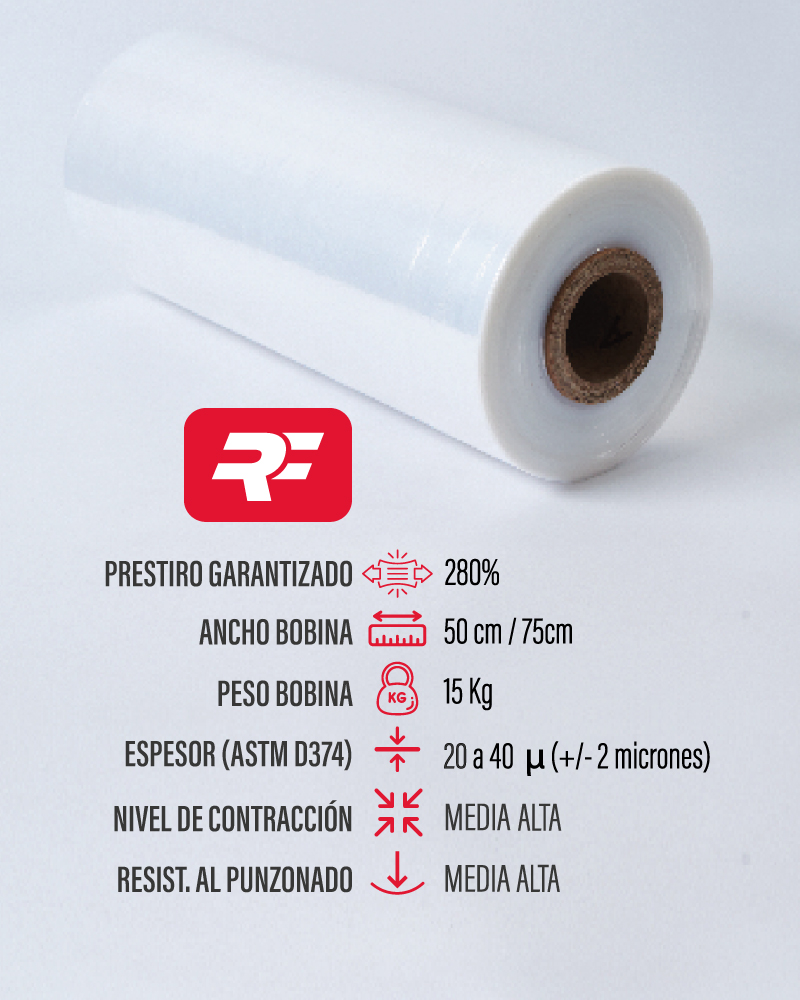 Film stretch automatico RF para paletizadoras con alta resistencia y adherencia, para todo tipo de industria