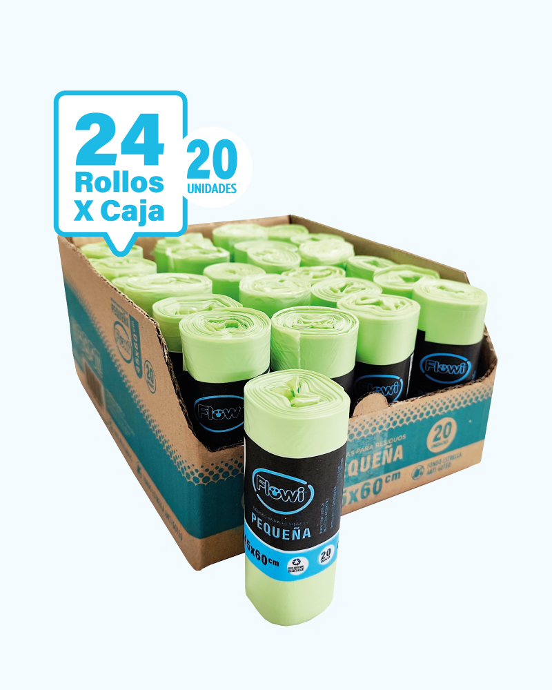 Bolsas residuo y consorcio, pequeñas color verde disponibles en varios tamaños y colores